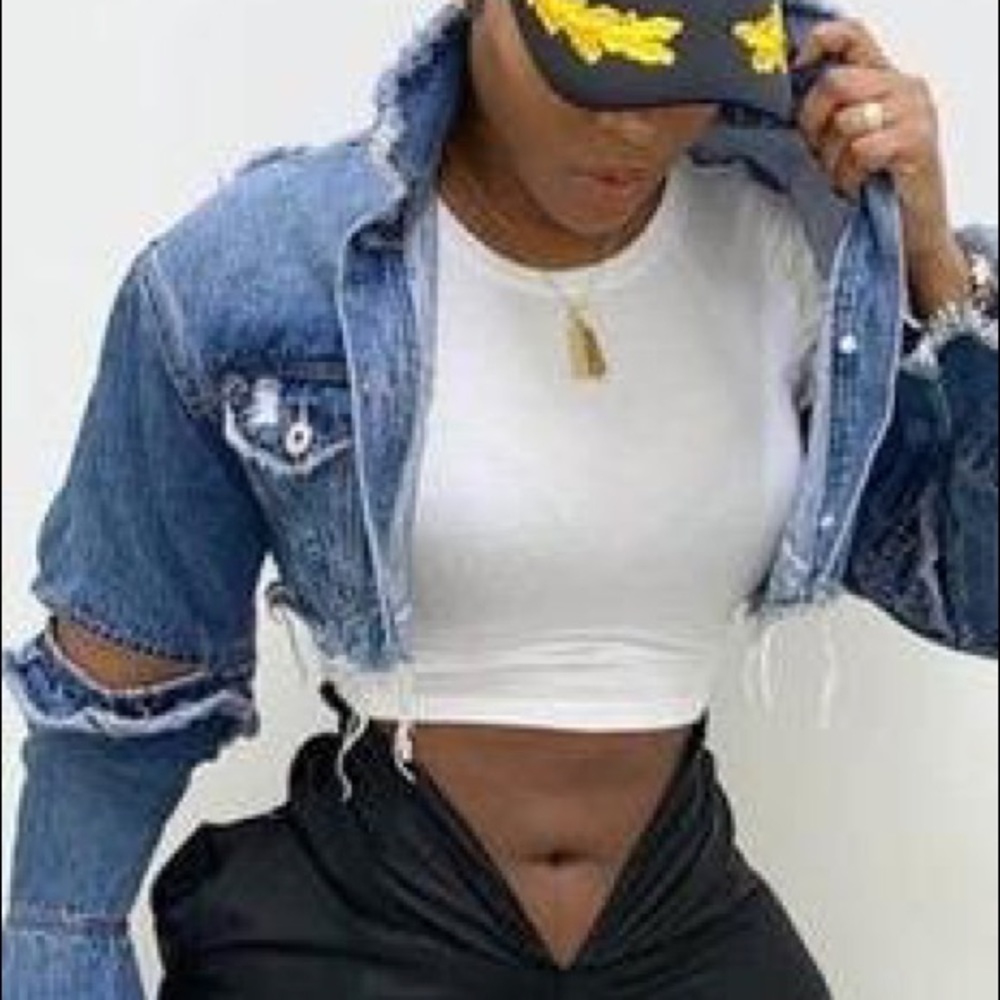 NWT Distressed Crop Top Jacket